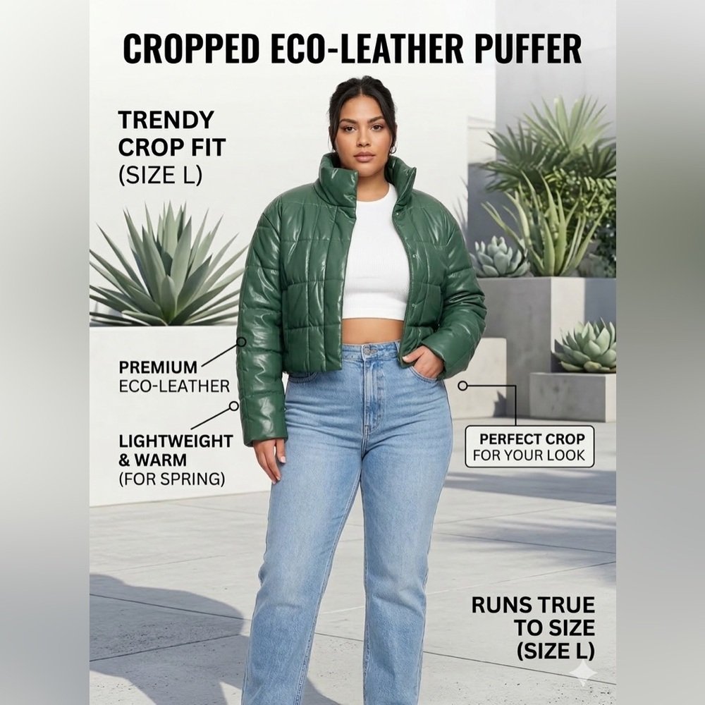 Love Tree Sage Green Puffer Jacket